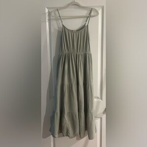 Magaschoni Sage Green Organic Textured Cotton Tiered Strappy Dress